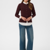 Saint Tropez MilaSZ R-Neck Cdigan in Winetasting melange. Fijngebreid vest met een klassieke pasvorm, ronde hals en lange mouwen. Bestseller basis vest.