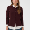 Saint Tropez MilaSZ R-Neck Cdigan in Winetasting melange. Fijngebreid vest met een klassieke pasvorm, ronde hals en lange mouwen. Bestseller basis vest.