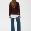 Saint Tropez MilaSZ R-Neck Cdigan in Winetasting melange. Fijngebreid vest met een klassieke pasvorm, ronde hals en lange mouwen. Bestseller basis vest.