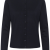 30500005_193924_100 Saint Tropez MilaSZ R-Neck Cardigan in Night Sky. Fijngebreid vest met een klassieke pasvorm, ronde hals en lange mouwen. Bestseller basis vest.
