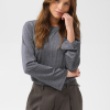 30514652_193924_500 Saint Tropez HagaSZ LS Blouse in Night Sky met ronde hals, lange uitlopende mouwen en een zilverachtige metallic glans.
