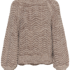 30515462_191020_100 Saint Tropez TelmaSZ Deco Pullover in Dark Earth met golvend structuurbreisel, pailletten en lange mouwen.