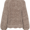 30515462_191020_200 Saint Tropez TelmaSZ Deco Pullover in Dark Earth met golvend structuurbreisel, pailletten en lange mouwen.