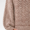 30515462_191020_350 Saint Tropez TelmaSZ Deco Pullover in Dark Earth met golvend structuurbreisel, pailletten en lange mouwen.
