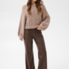 30515462_191020_400 Saint Tropez TelmaSZ Deco Pullover in Dark Earth met golvend structuurbreisel, pailletten en lange mouwen.