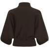 30515543_190912_200 Saint Tropez UzdinaSZ Pullover in Chocolate Brown met hoge col, brede driekwartmouwen en geribde tailleband.