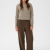 Saint Tropez TelmaSZ Deco Pullover in Savannah Tan Melange met ronde hals, lange mouwen en subtiel glinsterend breisel.