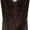 Saint Tropez UstinaSZ teddyvest in Chocolate Brown met ronde hals en twee houtje-touwtjesluitingen.