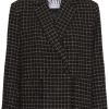 Saint Tropez UttaSZ Coat in Chocolate Brown met ruitpatroon, reverskraag, dubbele knoopsluiting en rafelranden.