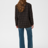 Saint Tropez UttaSZ Coat in Chocolate Brown met ruitpatroon, reverskraag, dubbele knoopsluiting en rafelranden.