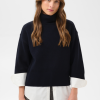 30515581_193924_500 Saint Tropez UminaSZ Pullover in Night Sky met hoge col, boxy pasvorm en wijde driekwartmouwen.