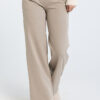 Freequent FQNANNI-PANTS in Desert Taupe Melange met hoge taille, rechte pijpen, steekzakken en rits- en knoopsluiting