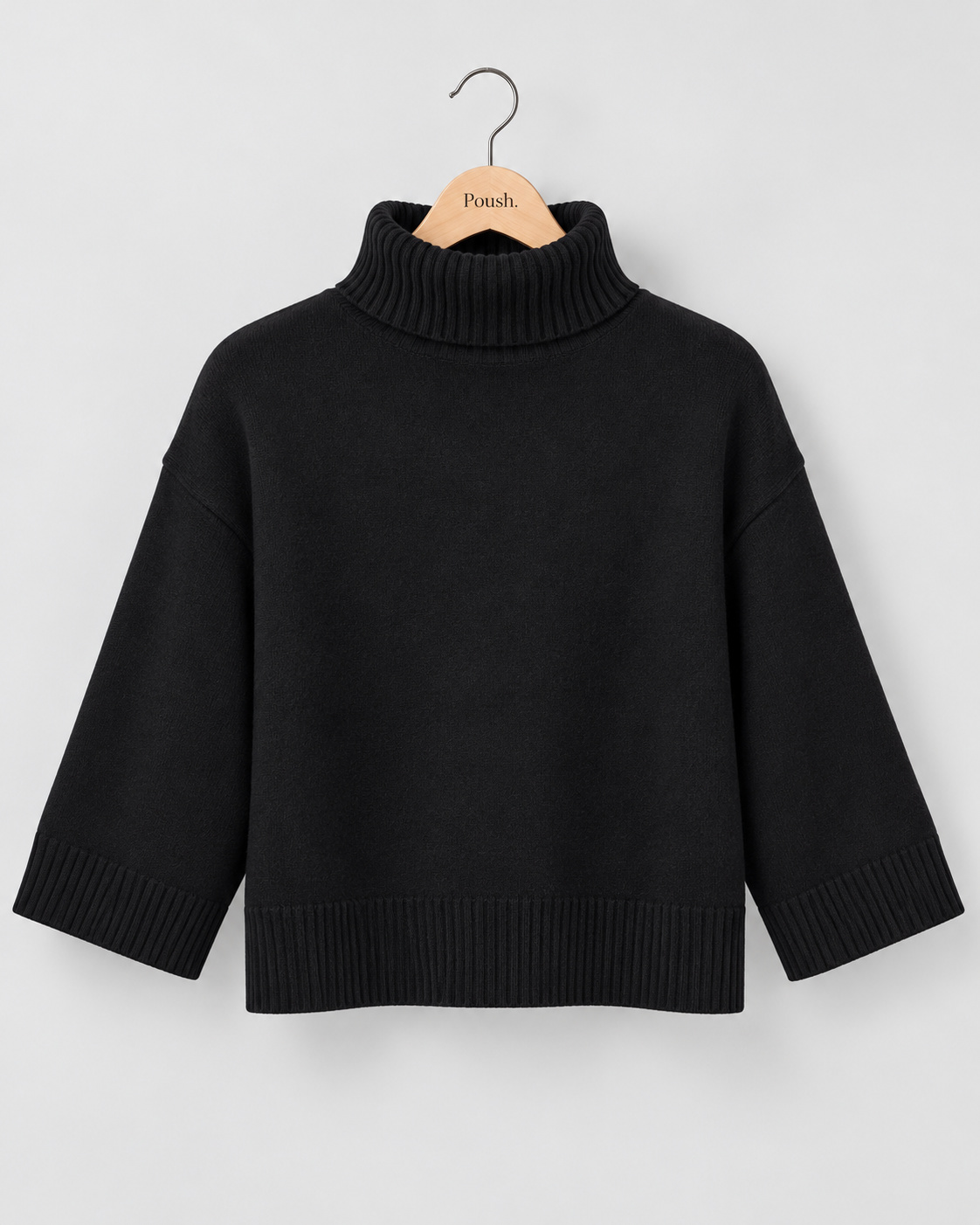 Saint Tropez UminaSZ Pullover in Night Sky met hoge col, boxy pasvorm en wijde driekwartmouwen.
