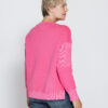 ZHRILL ZHOLEA roze dames-sweatshirt met ronde hals, verlaagde schoudernaden, zijsplitten en geribde boorden.