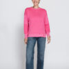 ZHRILL ZHOLEA roze dames-sweatshirt met ronde hals, verlaagde schoudernaden, zijsplitten en geribde boorden.