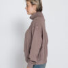 ZS546-T3280-248-1-30 ZHRILL ZHLIV taupekleurig dames-sweatshirt met hoge opstaande kraag, lange mouwen en elastische ribboorden.